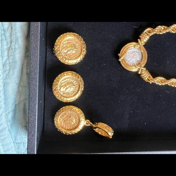 SOLD!!  #2- Carolee Gold Coin Jewelry & earrings & matching key ring & bracelet - Picture 8 of 11